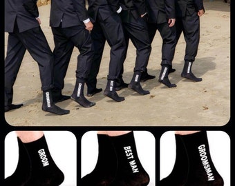 Set of 5 Wedding Party Socks, Wedding Socks, Groom Socks, Best Man Socks, Groomsman Socks, Groomsmen Socks, Groomsmen Gifts