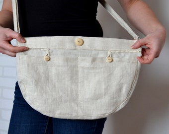 READY TO SHIP Natural linen tote, Shoulder bag, Messenger bag, Purse, Everyday bag , Eco friendly bag, Cross body bag, Natural totes