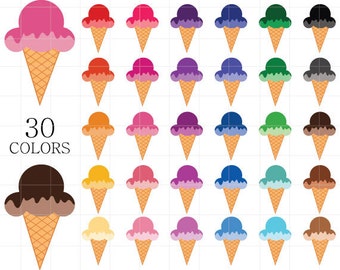 Ice Cream Clipart, Ice Cream Clip Art, Colorful Ice Cream Clipart, Rainbow Ice Cream Clipart, Digital Ice Cream, Ice-Cream Cone Clipart