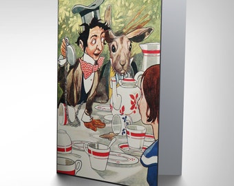 Painting book ALICE WONDERLAND carrol mad hatter greetings CARD CP2007