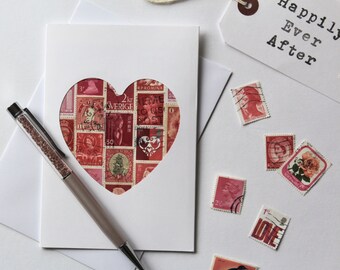 I Love You Card - Future Husband Card - 1st Anniversary Card - Wedding Card for Bride - First Anniversary Card - Love Cards - Vintage Stamps