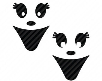 Ghost Smiley Face Halloween SVG DXF Cut File Silhouette Cricut