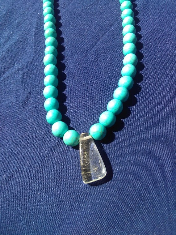 Turquoise with Clear Quartz Accent Beaded Necklace