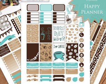 Coffee Printable Planner Stickers, Happy Planner, Mambi Life Planner, Weekly Kit, Printable Sampler, Happy Planner kit, Instant download,DIY