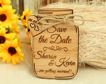 Mason Jar save the date magnet wedding save the date wood save the date wood wedding save the date rustic wedding save the date unique