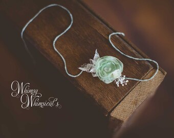 Sage Tie back Headband Newborn