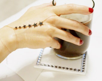 Slave Bracelet-star bracelet-finger bracelet-hand chain-rose gold 925 silver -onyx-mother's day