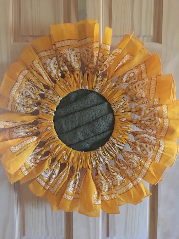 Summer Sunflower Bandana Burlap Wreath By Greenshomemade On Etsy 