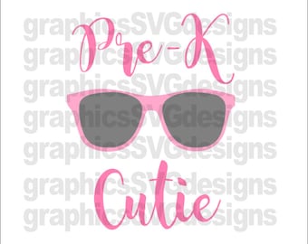 Pre-K Cutie SVG File For Cricut and Cameo DXF for Silhouette Studio Cutting File Prek svg, Girl svg, Baby girl svg, Back to school svg