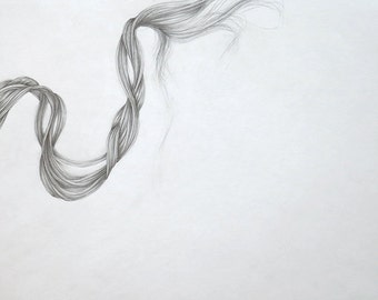 Fine Art Drawing, Graphite Hair, Elegant Unique Design, Hand Drawn Original Drawing,