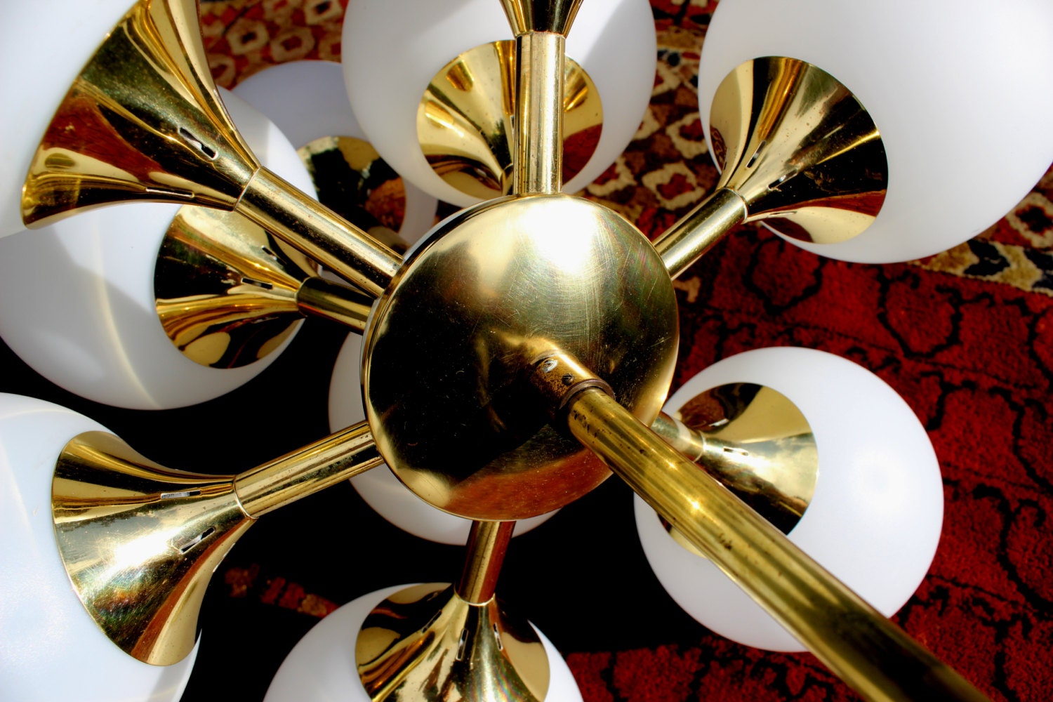 Italian organic 1950s 1960s opal glass & brass by grafvonbrueck