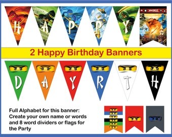Ninjago Birthday banners. 2 banners for the price of one