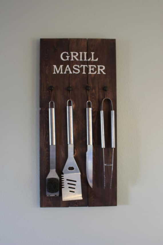 Grill Master BBQ sign wooden hand painted rustic outdoor