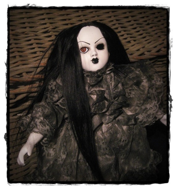 One Eye Mourning Girl Creepy Horror Doll by Bastet2329