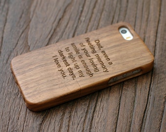 Personalized Wood Iphone SE Case, Iphone 5 Wood Case, Custom Engrave iPhone SE Case - Walnut LWIP5