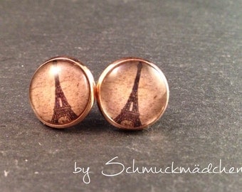 Earrings rose gold Eiffel Tower