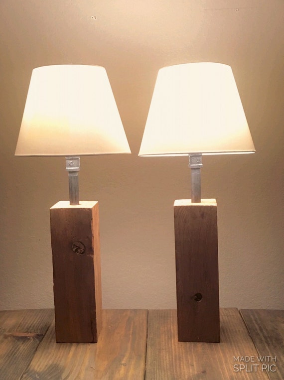 Reclaimed wood and pipe table lamps