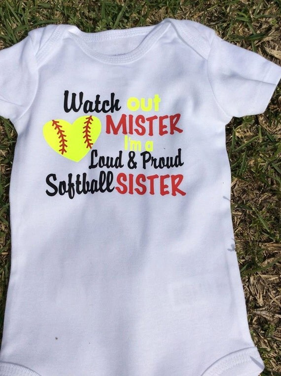 Softball Sister Onesie Softball Sister Shirt Baby Softball