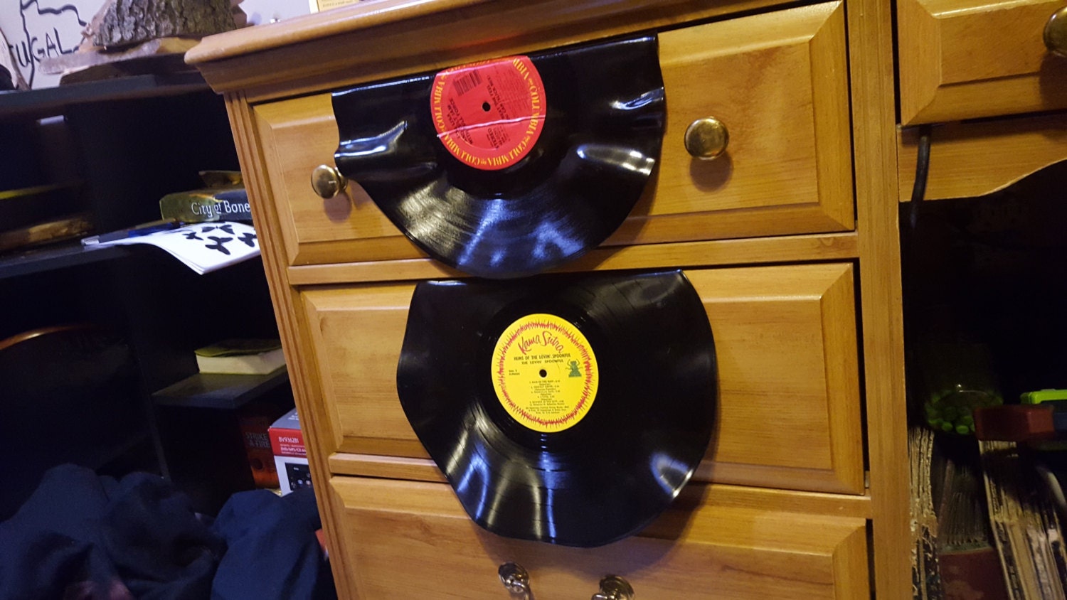 Vinyl Record Melted Wall/Shelf/Drawer Hanger by TheLionCreations