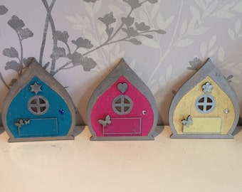 Personalized Gift for kids Blue turquoise yellow pink purple fairy door pixie door elf door UK seller stocking filler s