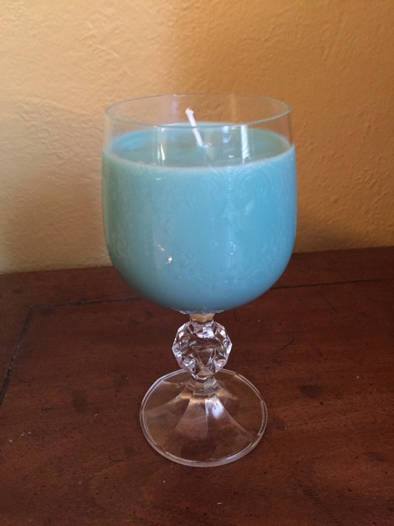 Migraine Relief Seafoam green soy wineglass candle