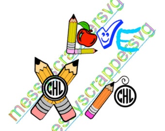 Pencil monogram svg | Etsy