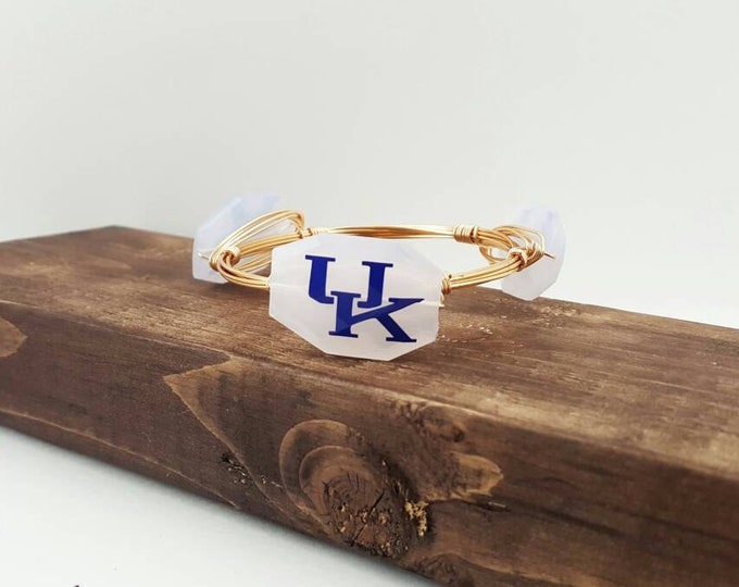 University of Kentucky Wire Wrapped Bangle, Bracelet, Bourbon and Boweties Inspired