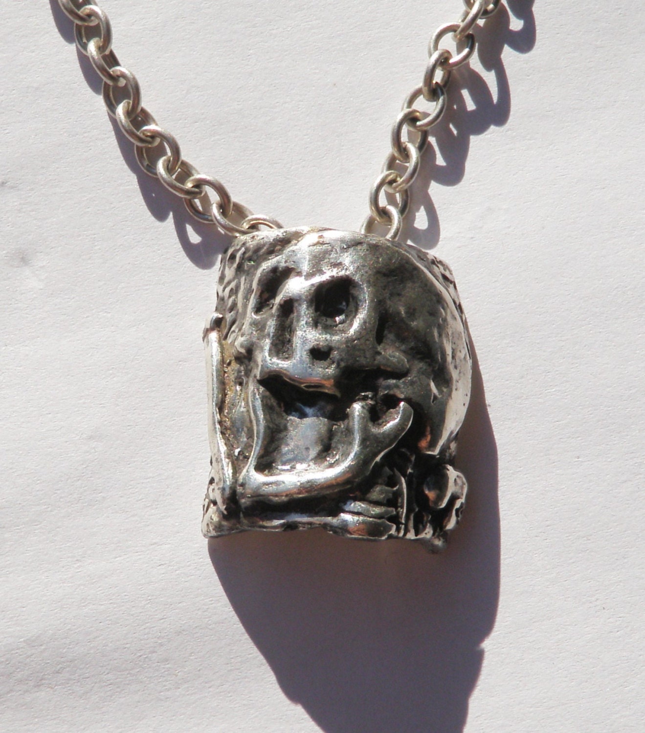 Skull Necklace Mens Sterling Silver Skull Necklace Skull 0377