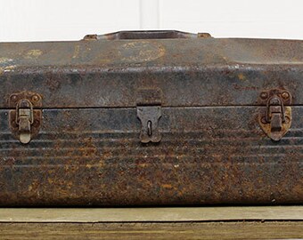 Vintage Rusted Metal Tool Box