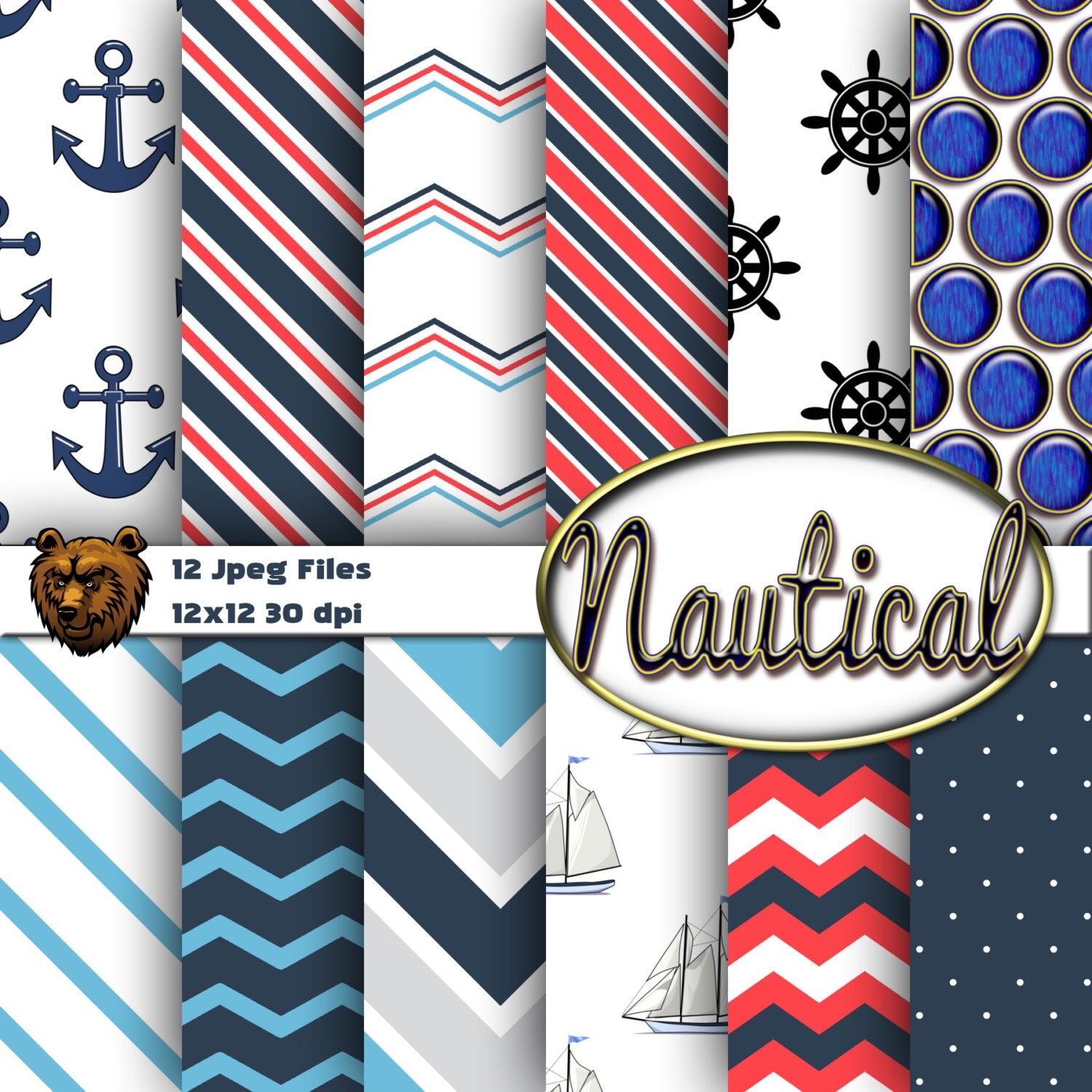 nautical digital paper scrapbook paper background