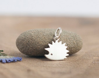 Silver Hedgehog Pendant Necklace - Fine Silver Hedgehog - Tiny hedgehog necklace