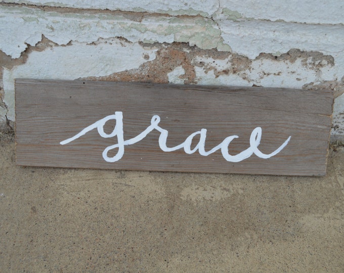 Grace Hand-Painted Wood Sign