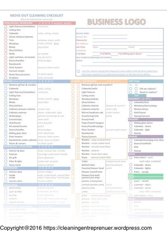 pdf professional house cleaning checklist printable