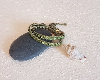 Double small crystals bracelet Chan Luu "White-green"