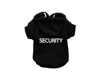 SECURITY Dog Sweatshirt Hoodie - Dog Sweater - Dog Jumper - Printed Dog Clothing - Black Dog Hoody