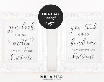 Wedding Bathroom Signs, Wedding Pretty and Handsome Signs, Bathroom Printable, Wedding Printable, Bathroom Sign, Wedding Sign, MAM201_09