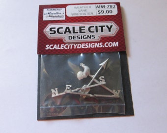 MM782 Dollhouse Miniature WeatherVane Weather Vane Rooster Very Detailed Pewter