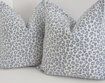 Blue Cheetah Pillow Cover- Blue White Cheetah Print - Pillow Cover - Blue Leopard Pillow - Blue Cheetah Print Pillows- Light Blue Pillow