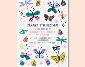 Butterfly Birthday Invitation | Girls Birthday Party | Printable Birthday Invitation | Personalised Downloadable Invite | Digital Invite