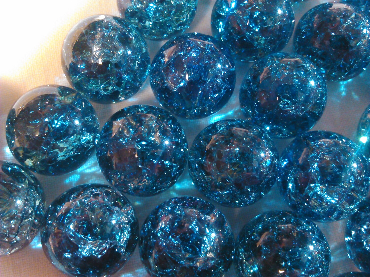 10 cracked clear midnight blue glass marbles 1/2 inch from