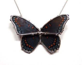 Red Spotted Purple Admiral - Real Butterfly Necklace - Statement Necklace - Butterfly in Flight Design
