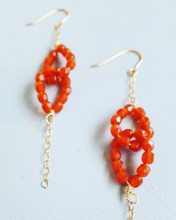 Burnt Orange Earrings Chain Earrings Rusty Links Fall
