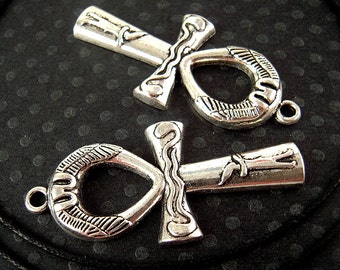 10 Silver Ankh Pendants, Ankh Charms, 43mm, Zinc Alloy, Antiqued Silver FINISH, Egyptian Ankh, Ankh Cross, Egyptian Cross F008