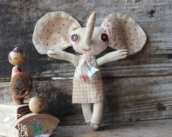 Primitive cloth doll, Mel the elephant
