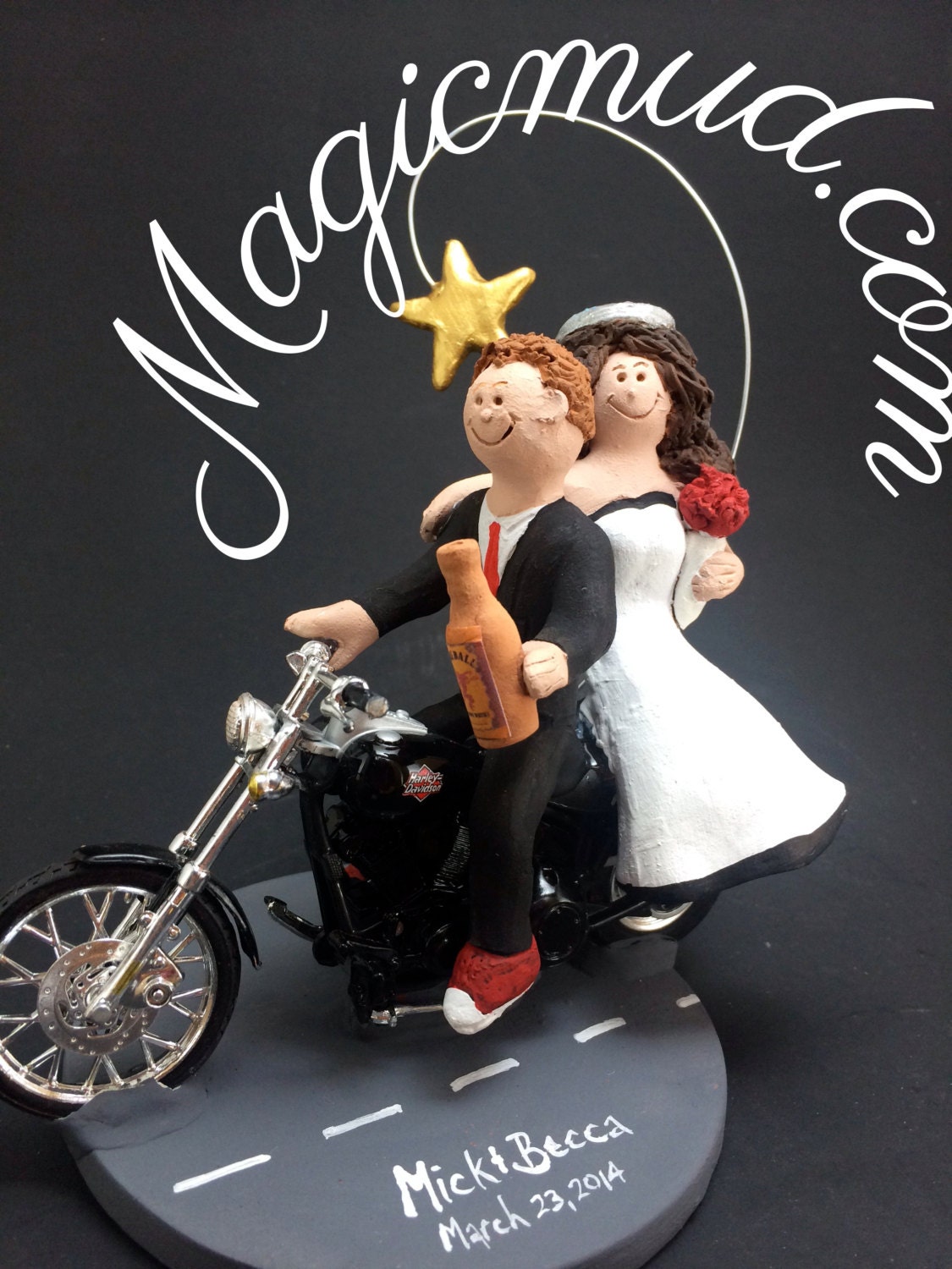 Harley Davidson Wedding Cake Topper, Bikers Wedding Anniversary Cake