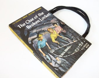 Nancy Drew Book Purse Clue of the Broken Locket Handbag Vintage Book Purse