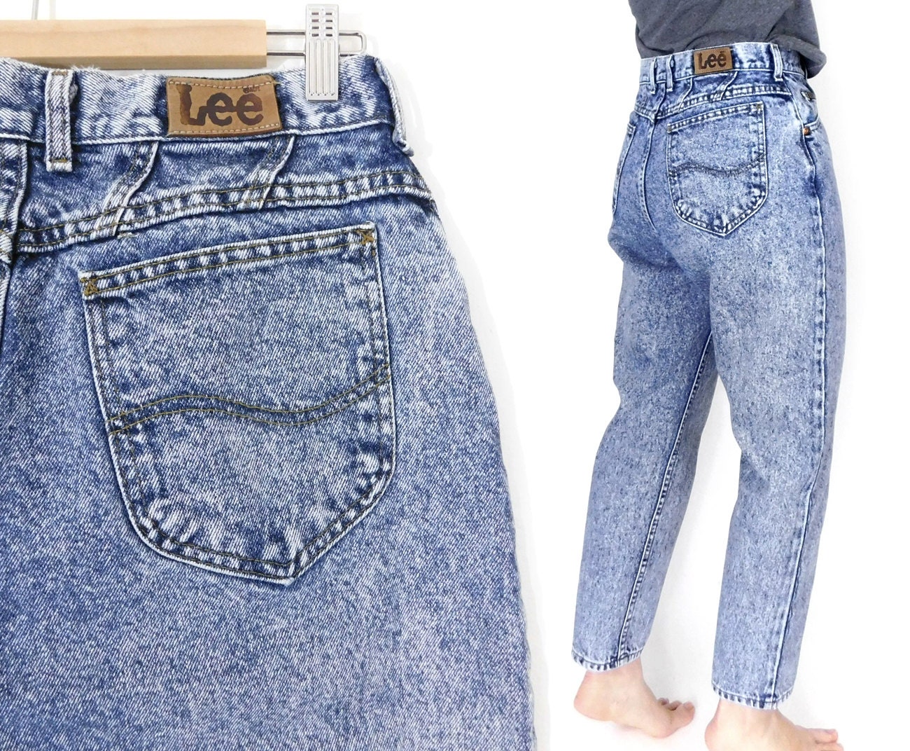 high waisted acid wash mom jeans