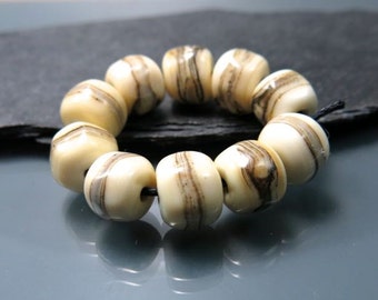 Handmade Lampwork Nugget Beads by GlassBeadArt ... Ivory Nuggets ... SRA F12 ... 10mm