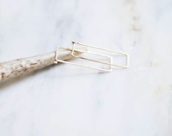 no. 634 - hammered 14kt gold filled or .925 sterling silver rectangle hoop earrings
