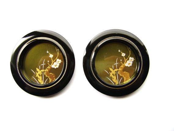 Vintage Door Pulls - Plum Blossoms Set of 2 (C18)